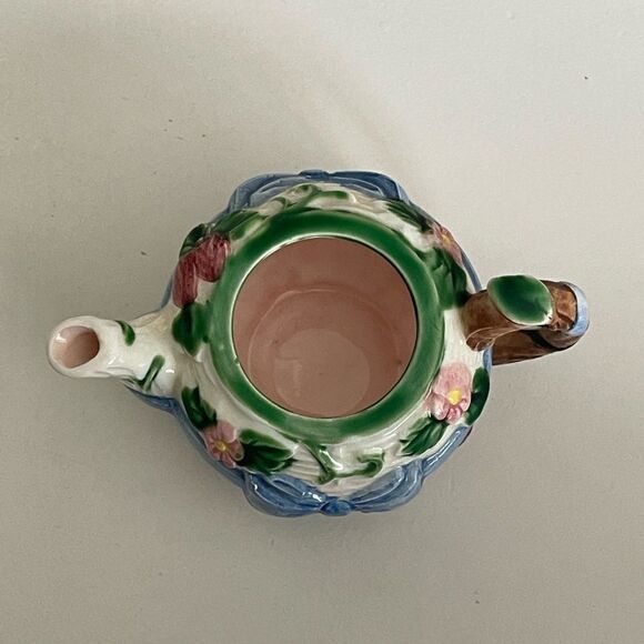 VTG 1985 Haldon Japanese Majolica Ceramic Ribbon Basketweave Teapot 3 Piece Set - Picture 10 of 16